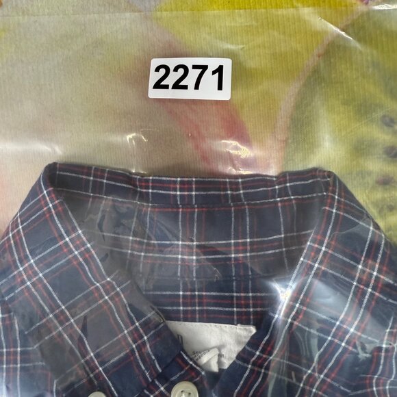 Gap Mens Size Small Navy & Red Plaid Button-Front Shirt Standard Fit Casual - Picture 8 of 8